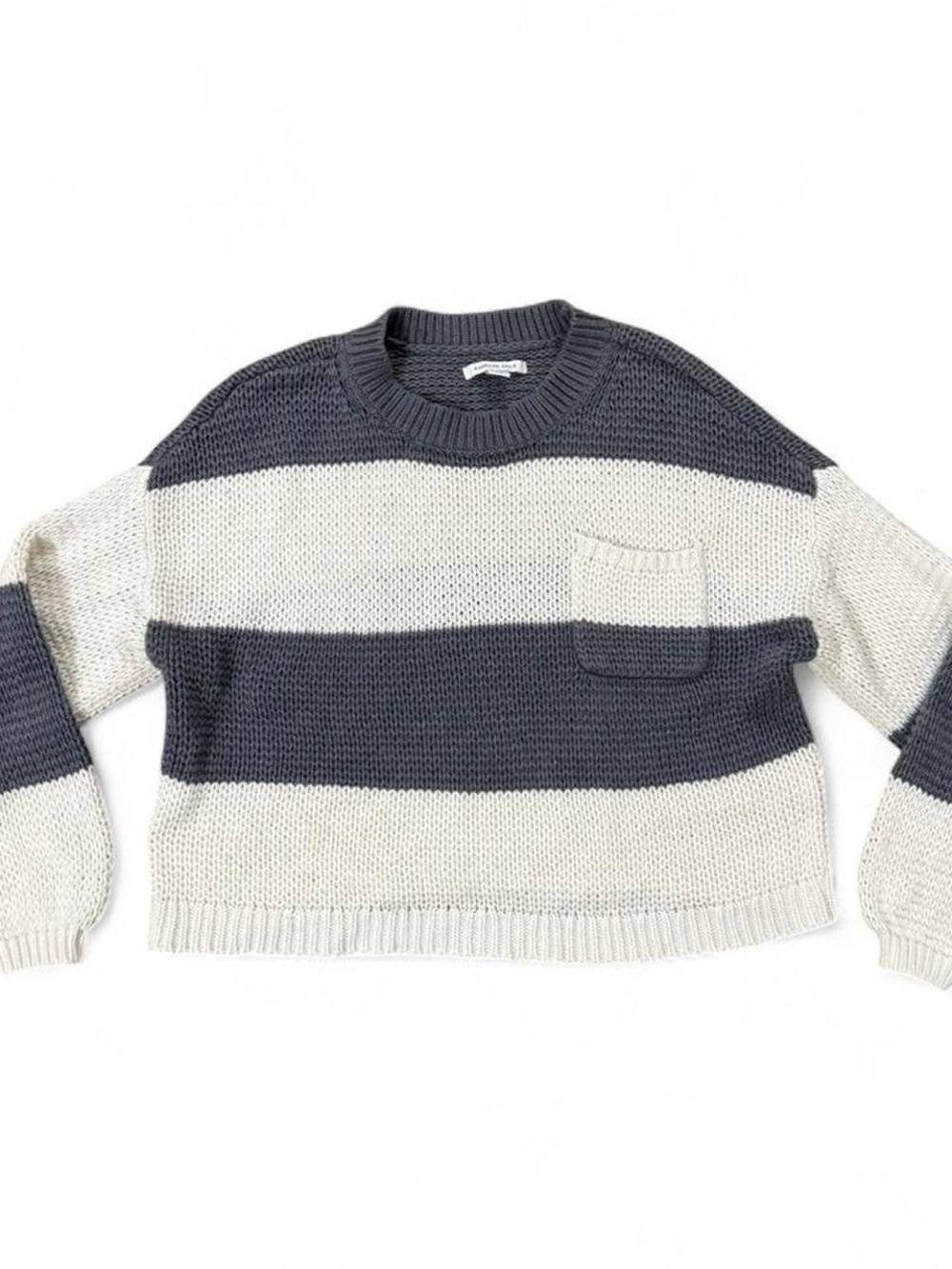 American Eagle Grey White Striped Oversized Cropped Sweater Size XS
